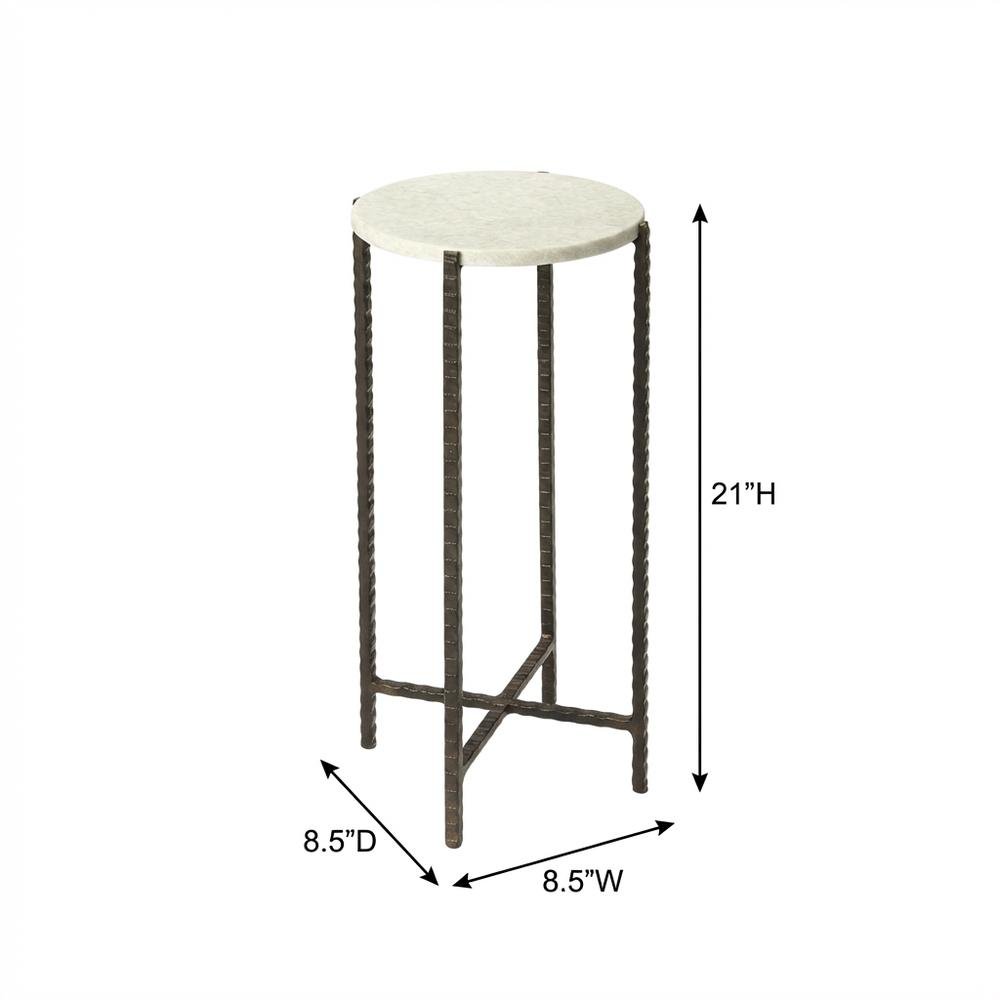 Round Side Table with Metal Base, Transitional End Table for Living Room. Picture 4