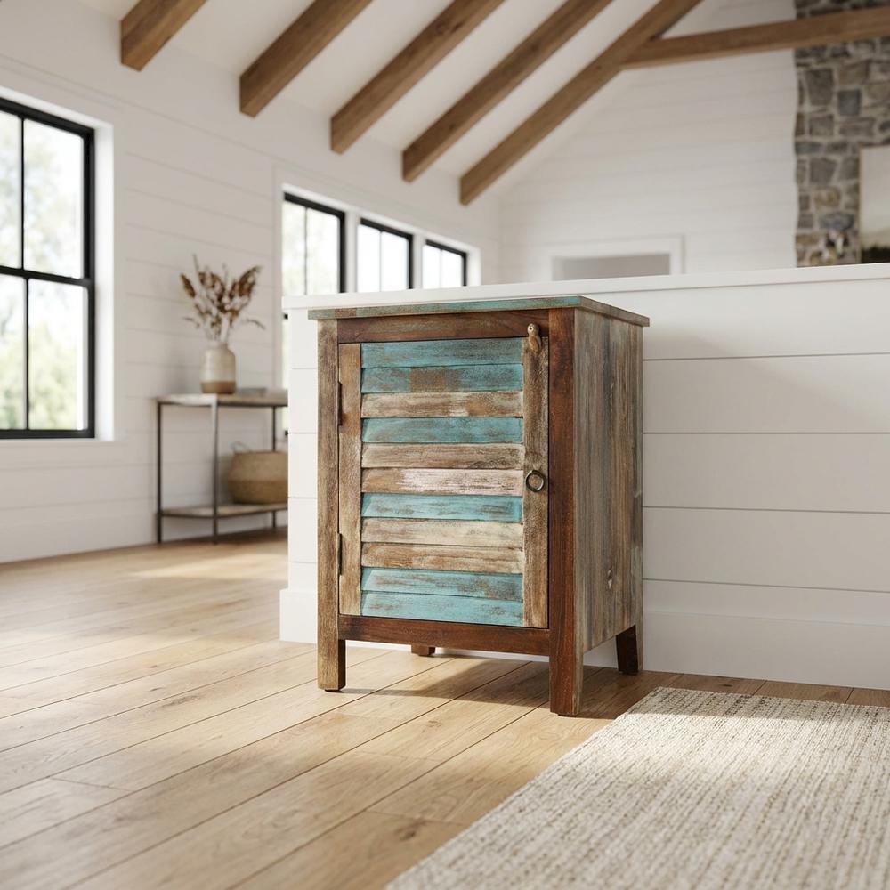 Coastal Distressed Wood Storage Cabinet, Accent Cabinet for Living Room. Picture 2