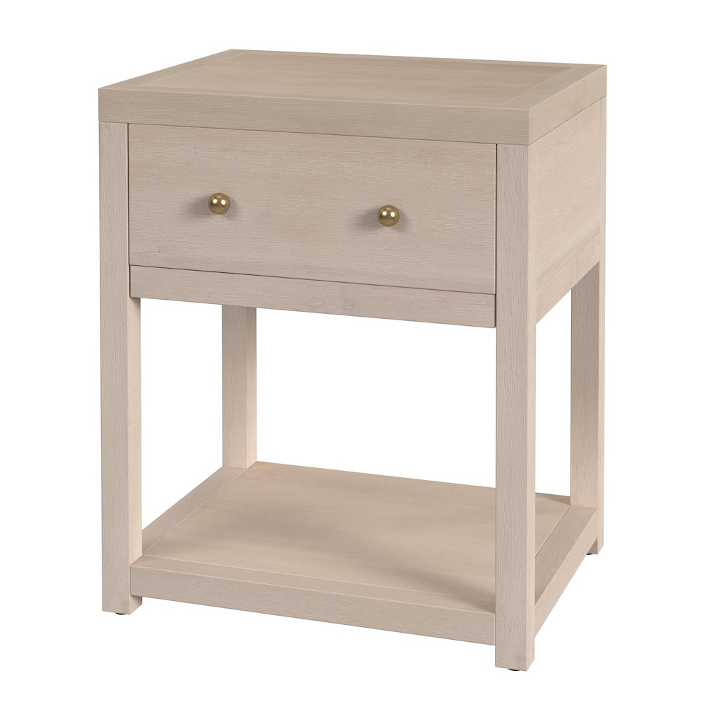 Nora 21 in. W Wood 1 Drawer Small Nightstand with Shelf, Taupe. Picture 4