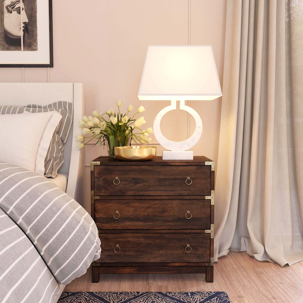 Forster Campaign 3 Drawer Dresser, Dark Brown. Picture 11