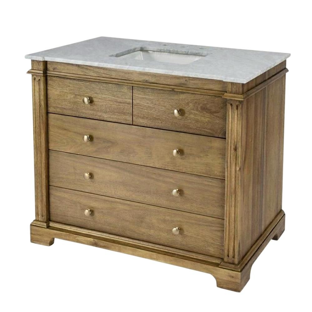 42 Inch Bathroom Vanity with Top – Light Brown Vanity Cabinet Design. Picture 1