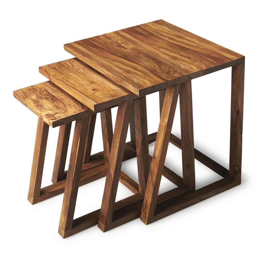Mira Modern Nesting Tables, Light Brown. Picture 1