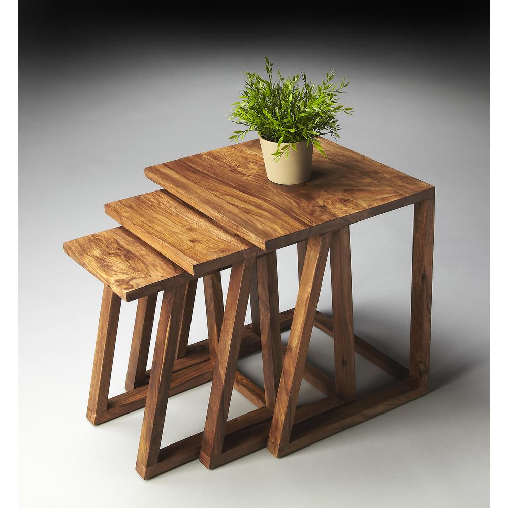 Mira Modern Nesting Tables, Light Brown. Picture 2