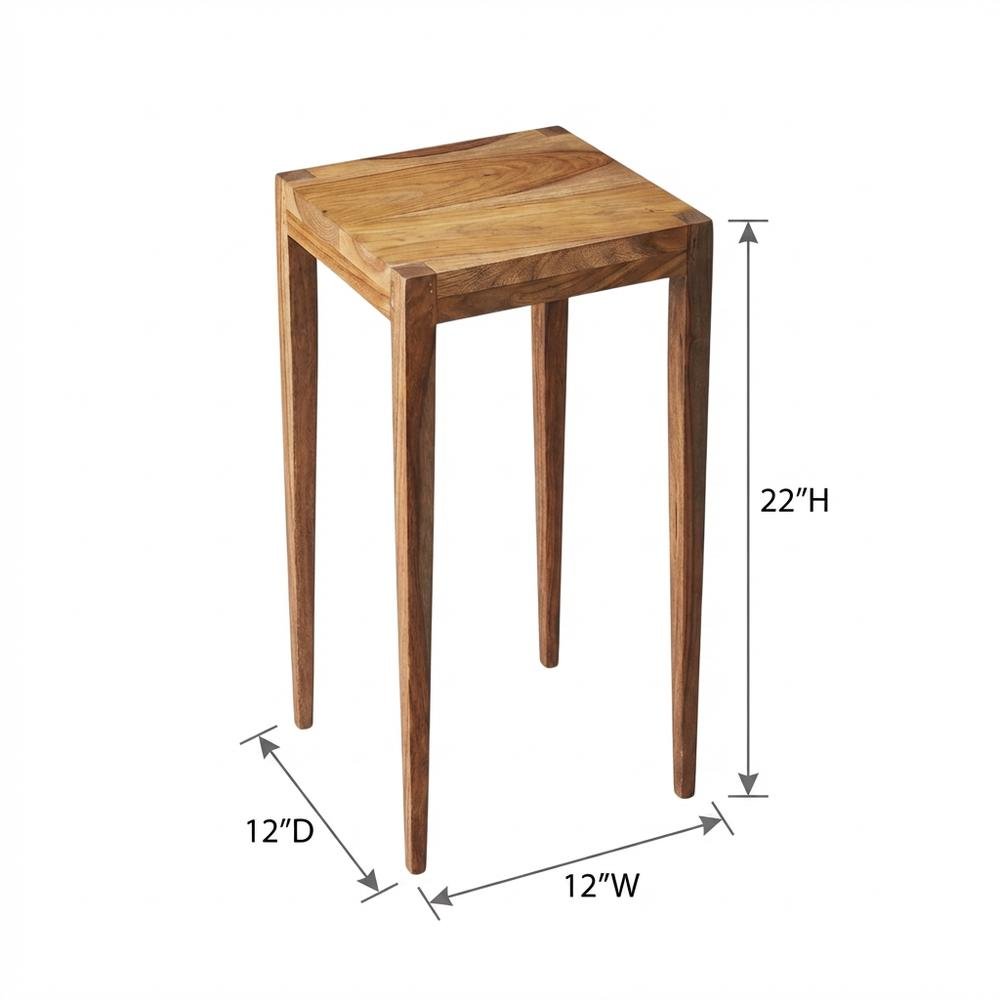 Distressed Wood Scatter Table, Mid-Century Modern Side Table, Brown. Picture 4