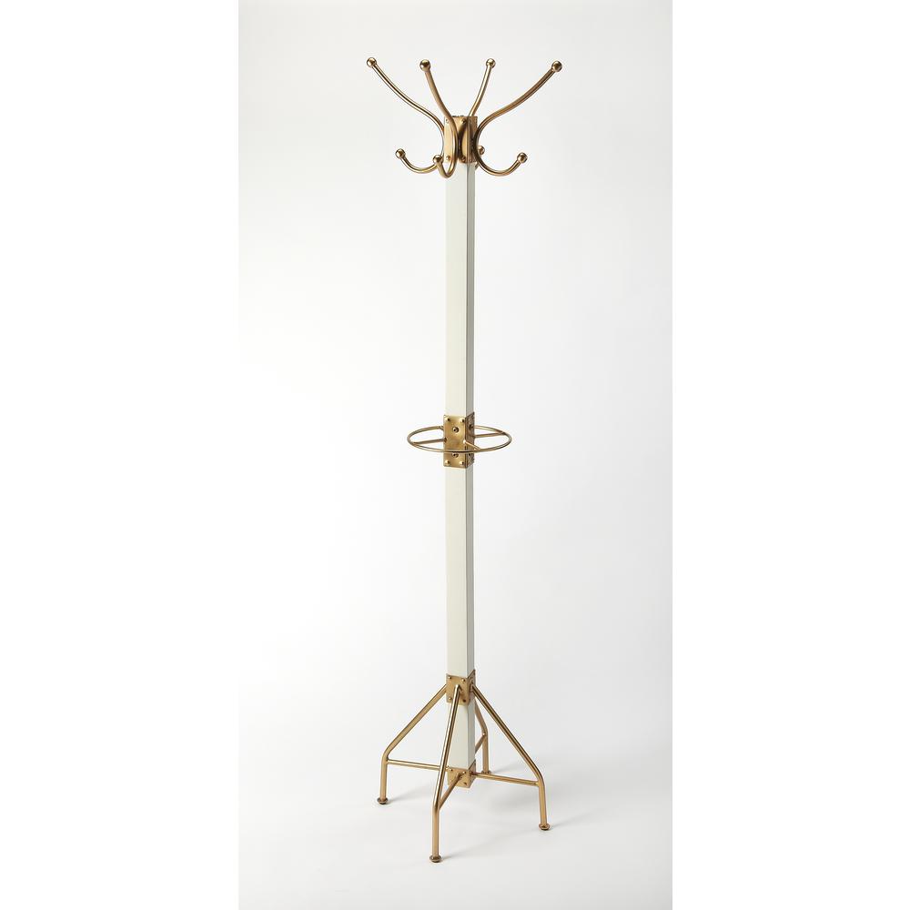 Logan Square & Coat Rack/Tree, Gold, White. Picture 1