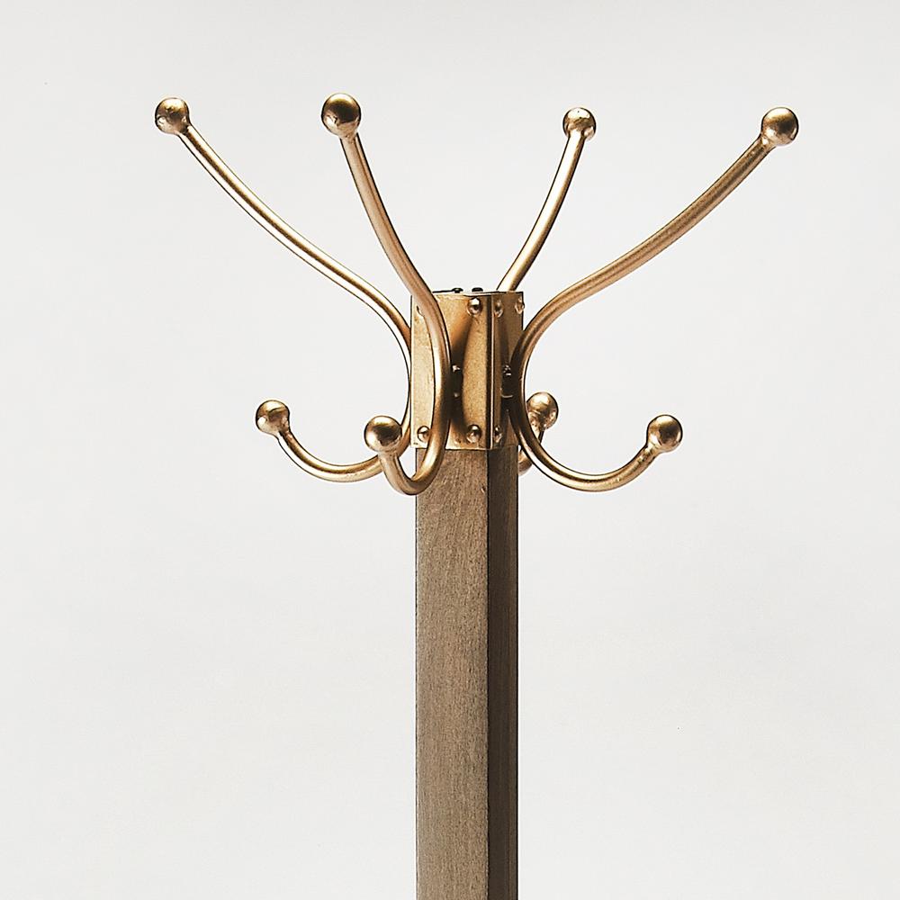 Logan Square Wood & Antique Coat Rack/Tree, Medium Brown. Picture 4