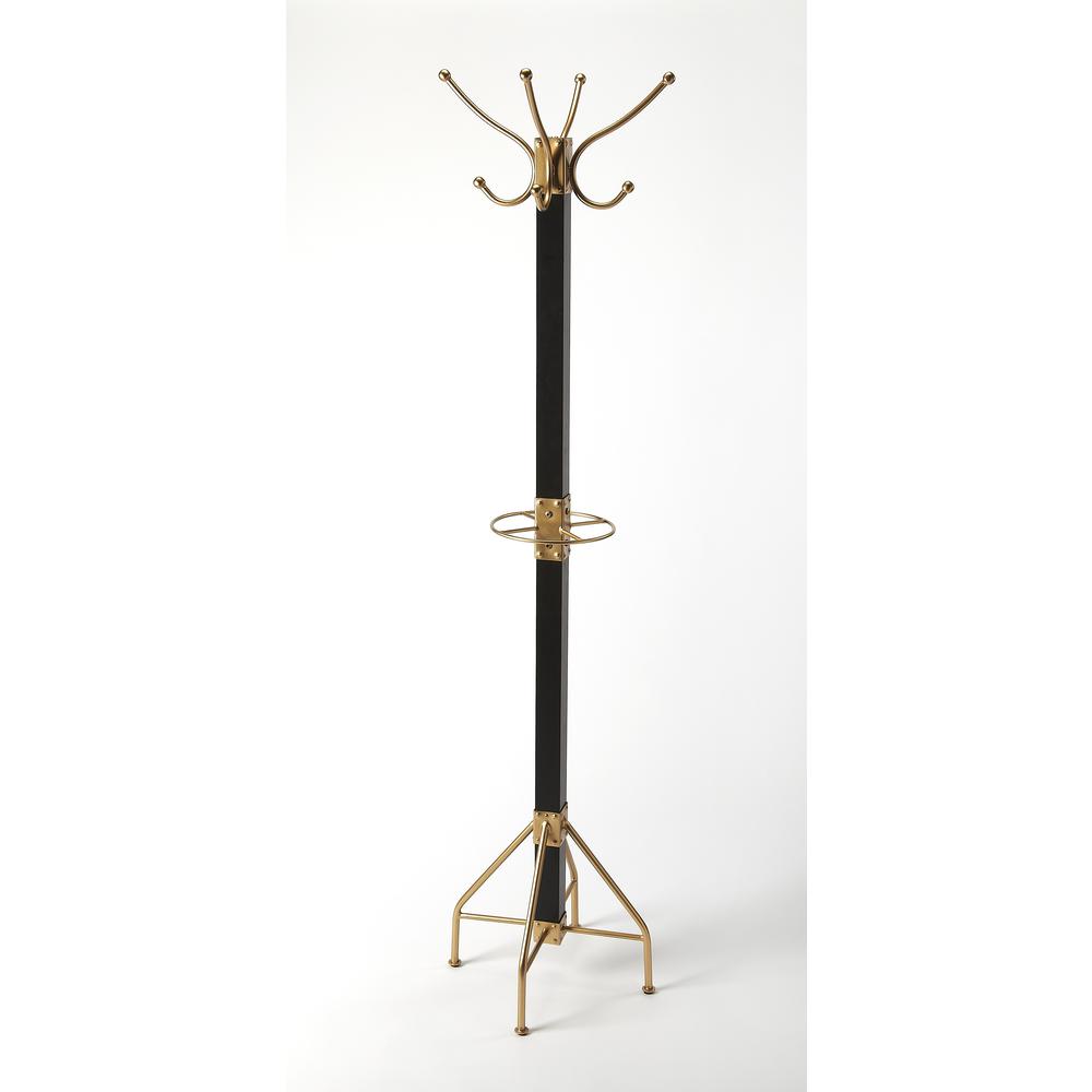 Logan Square & Coat Rack/Tree, Black, Gold. Picture 1