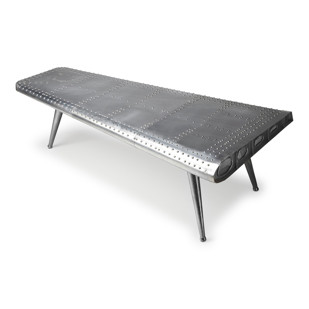 Silver Aviation Coffee Table, Airplane Desk with Iron and Wood Solids. Picture 1