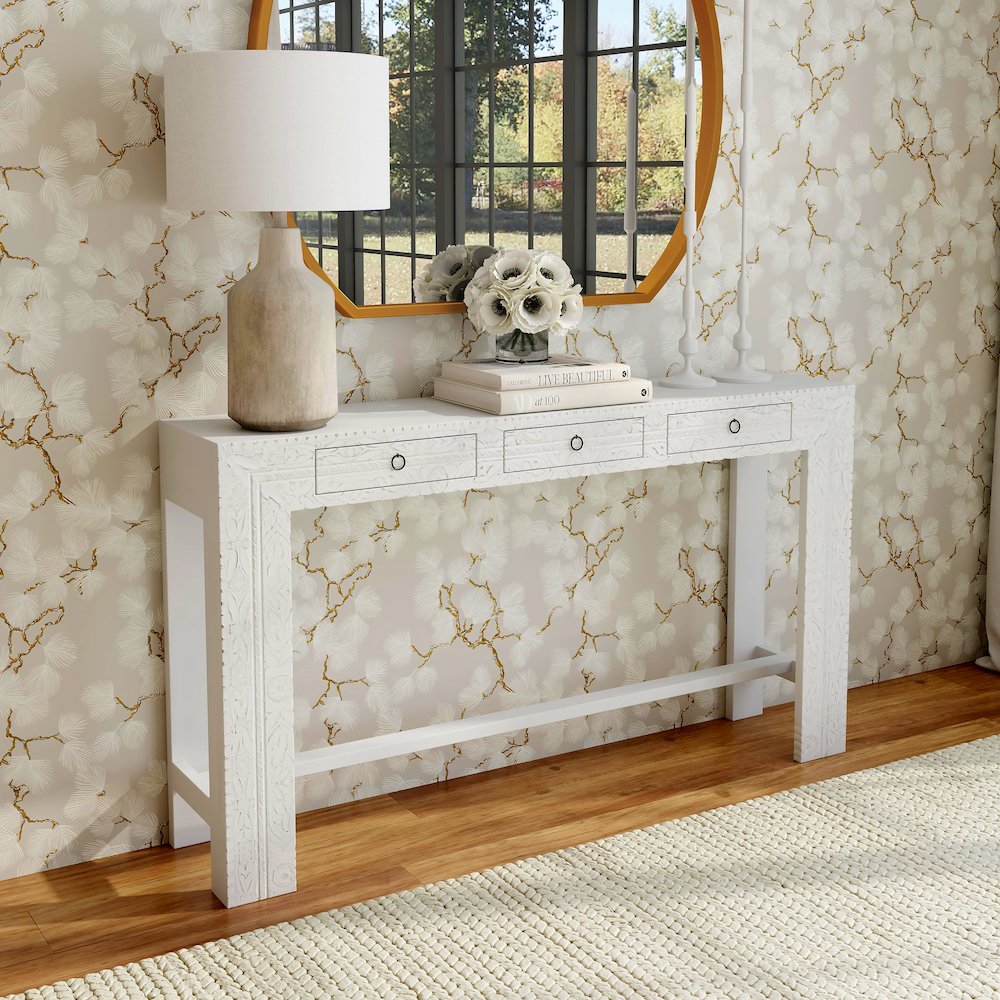Janta Rectangular Console Table, White. Picture 10