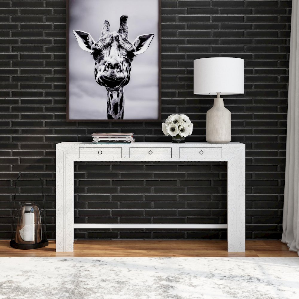 Janta Rectangular Console Table, White. Picture 9