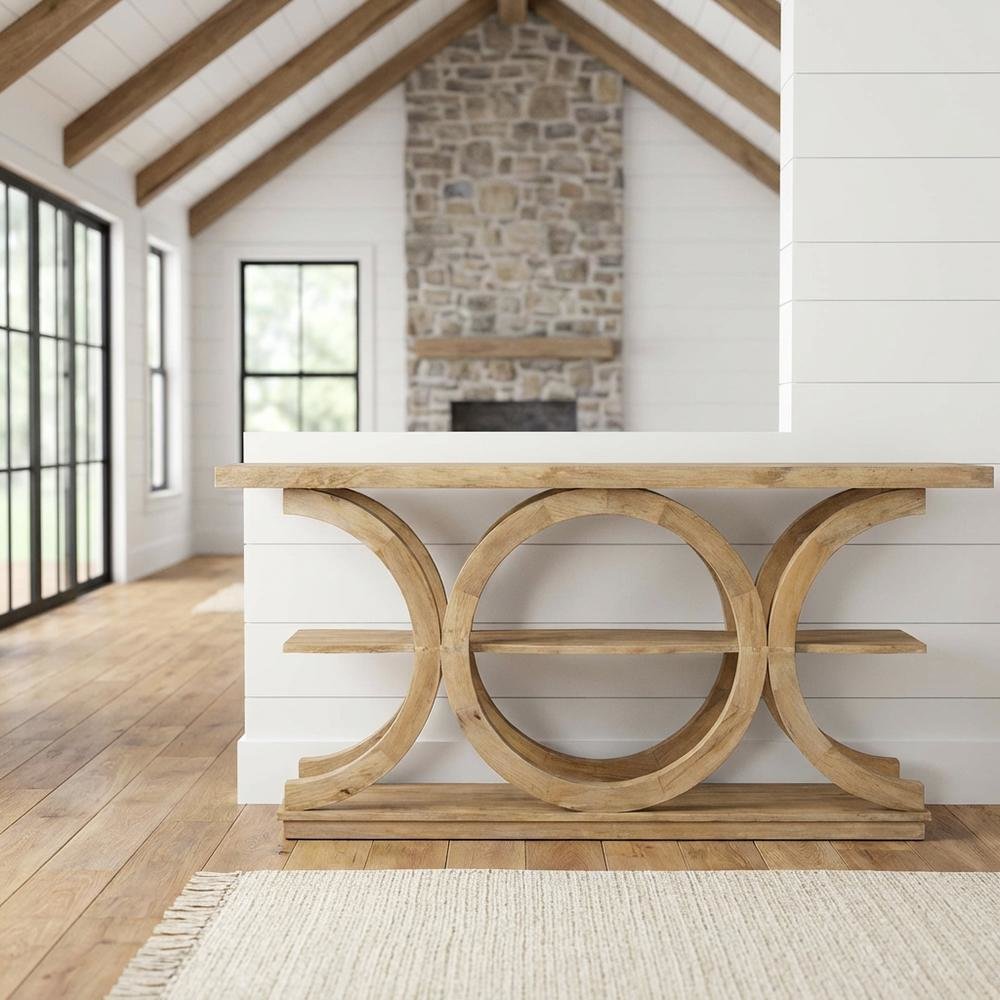 Three-Tiered Rustic Console Table, Modern Wood Accent Entryway Sofa Table. Picture 2
