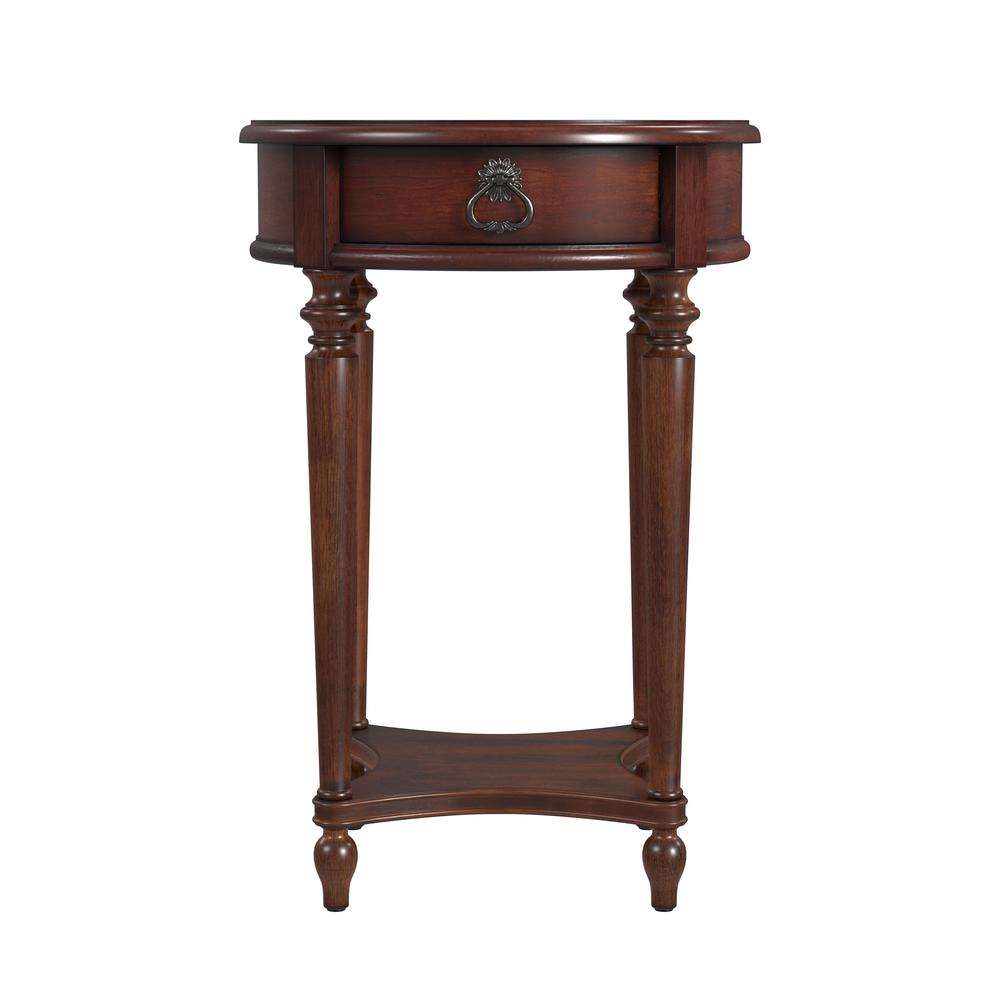 Jules 1-Drawer Round End Table, Dark Brown. Picture 3