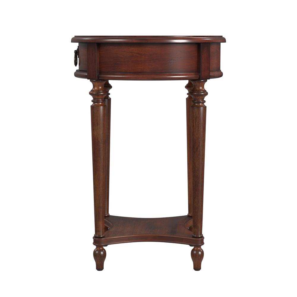Jules 1-Drawer Round End Table, Dark Brown. Picture 4