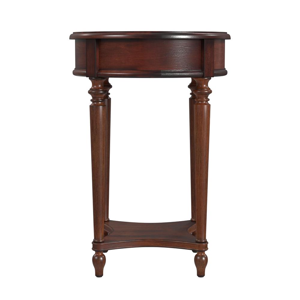 Jules 1-Drawer Round End Table, Dark Brown. Picture 5