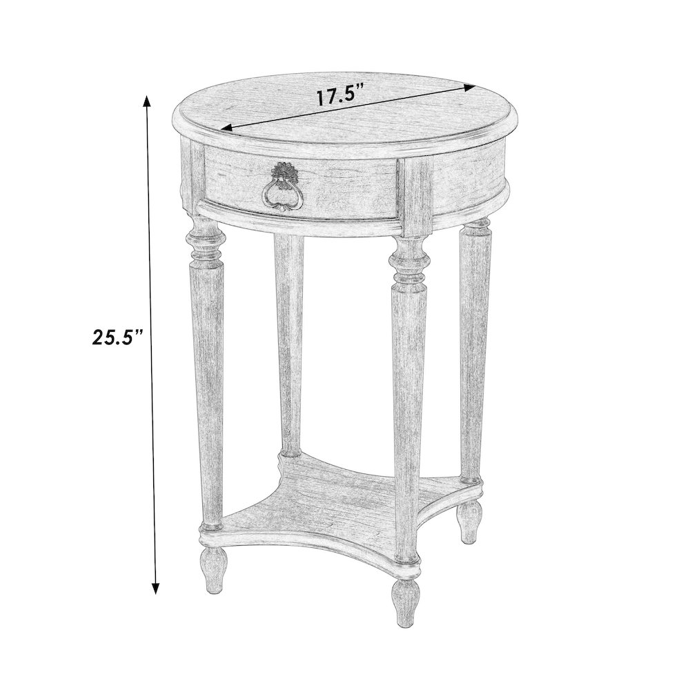 Jules 17.5 in. W Round Wood 1 Drawer End Table,Lower Open Shelf, Pastel Green. Picture 3