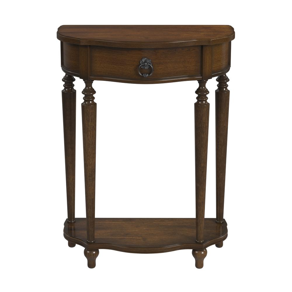 Ashby Demilune Console Table with Storage, Medium Brown. Picture 1