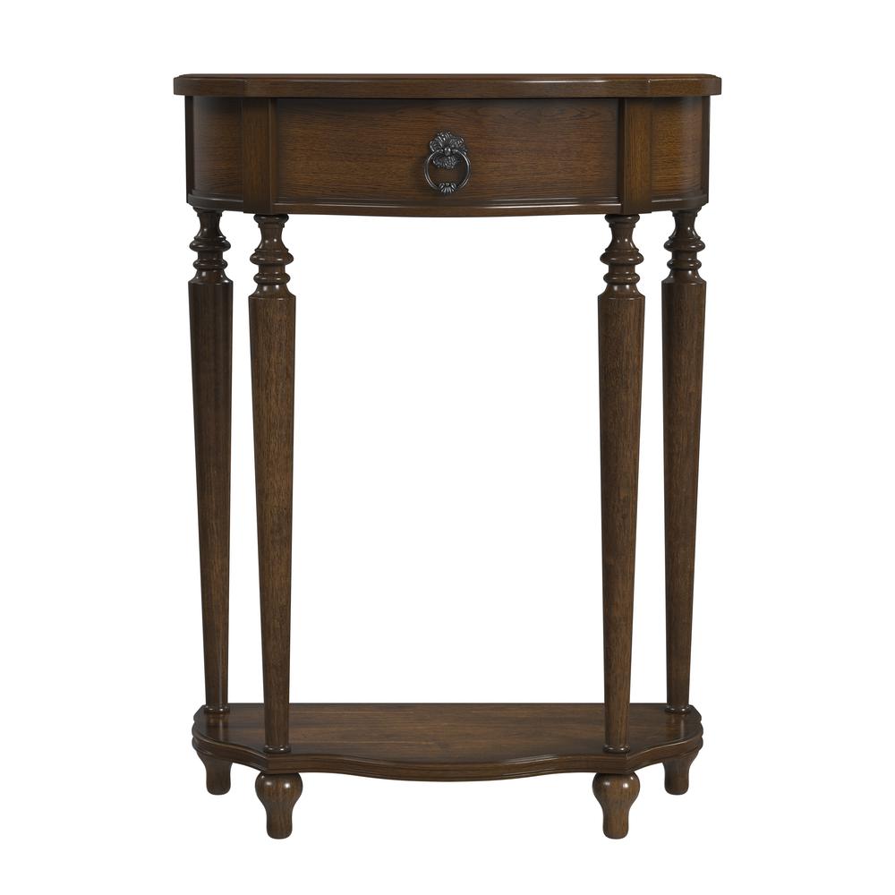 Ashby Demilune Console Table with Storage, Medium Brown. Picture 2