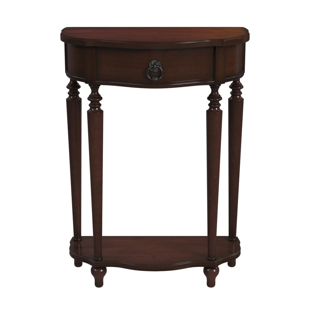 Ashby Demilune Console Table with Storage, Dark Brown. Picture 1