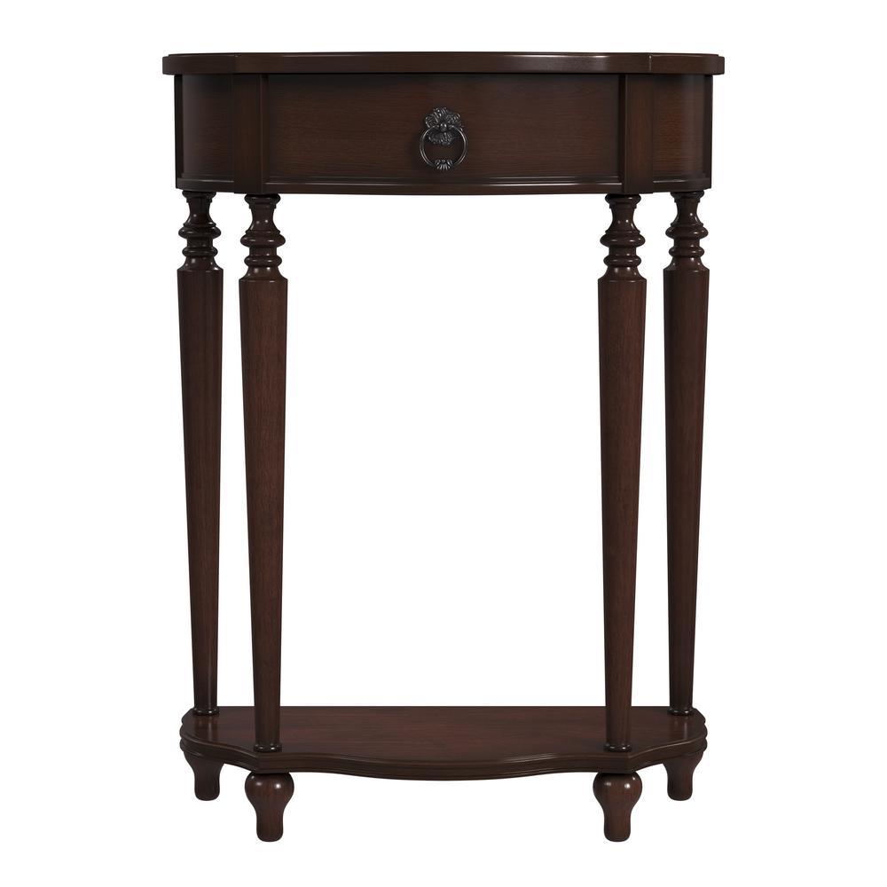 Ashby Demilune Console Table with Storage, Dark Brown. Picture 2