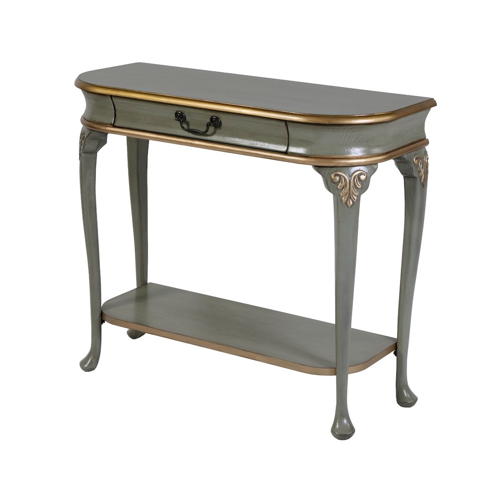 Ridgeland 36 in. W Wood 1 Drawer Console Table,Lower Open Shelf, Pastel Green. Picture 1