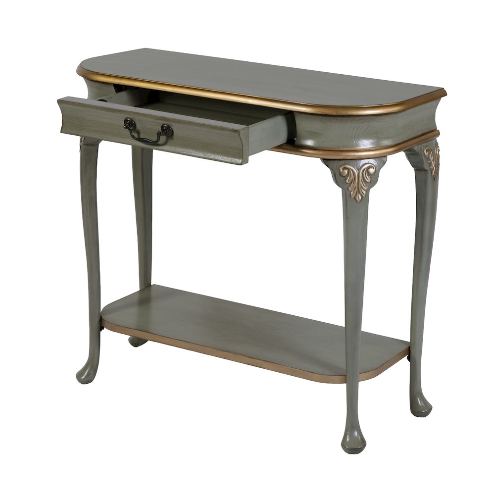 Ridgeland 36 in. W Wood 1 Drawer Console Table,Lower Open Shelf, Pastel Green. Picture 4