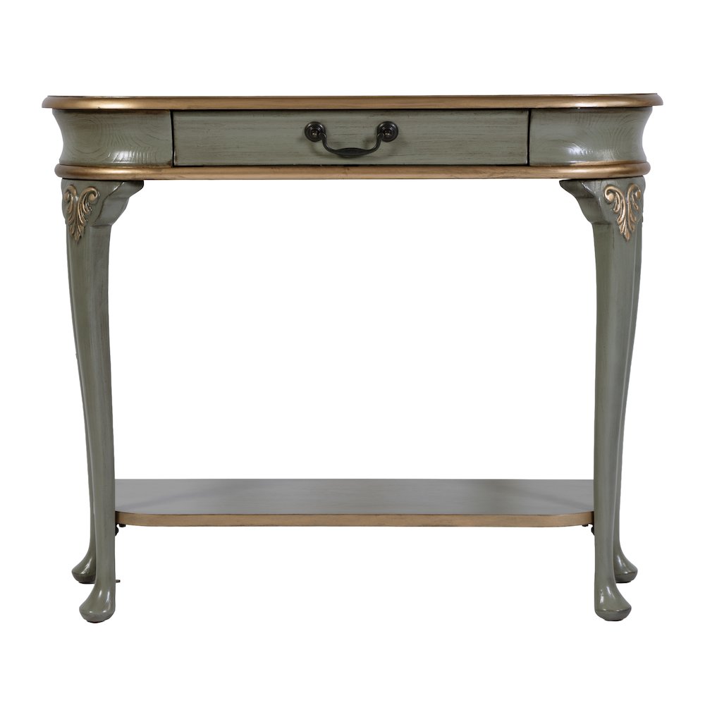 Ridgeland 36 in. W Wood 1 Drawer Console Table,Lower Open Shelf, Pastel Green. Picture 6