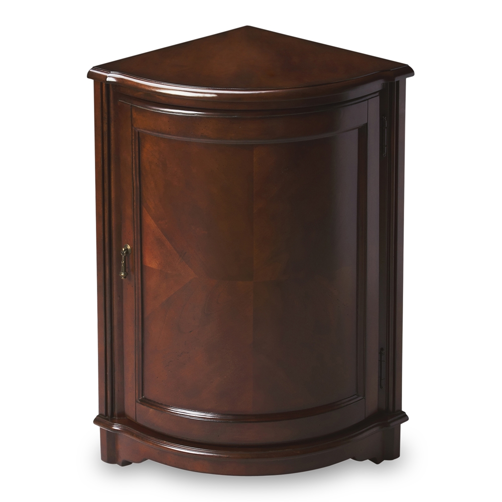 Dark Brown Corner Storage Cabinet with Doors for Compact Home Spaces. Picture 1