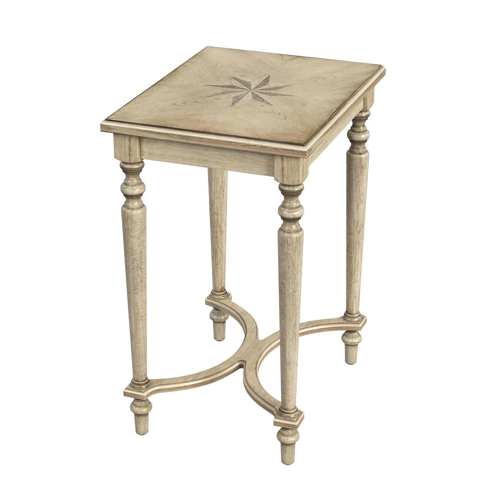 Tyler Solid Wood Inlay Side Table, Beige. Picture 1