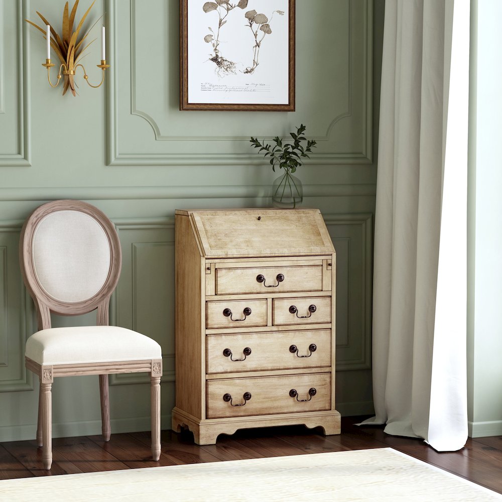 Danforth 5-Drawer Secretary, Beige. Picture 7