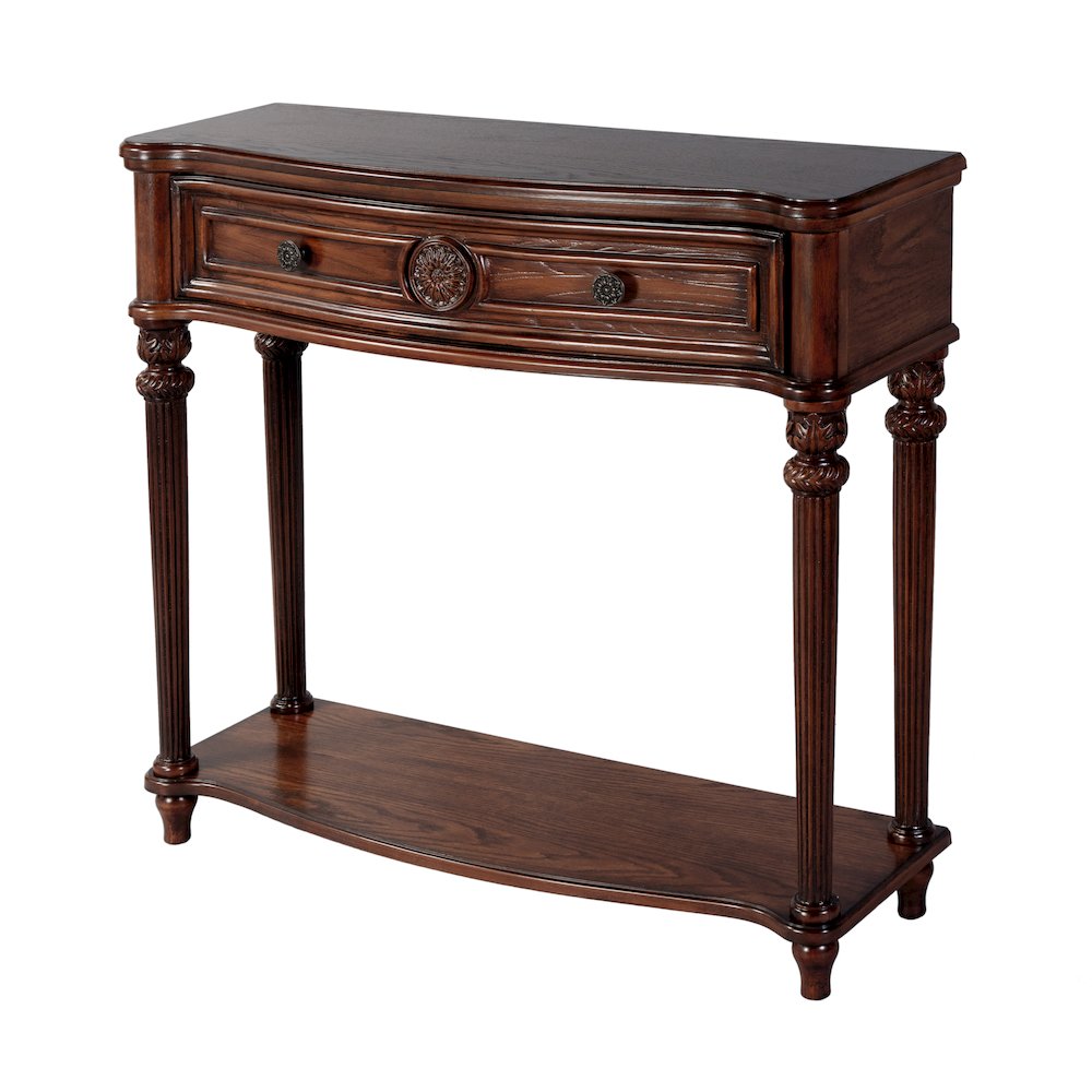 Alexander 37 in. W Wood 1 Drawer Console Table, Brown. Picture 1
