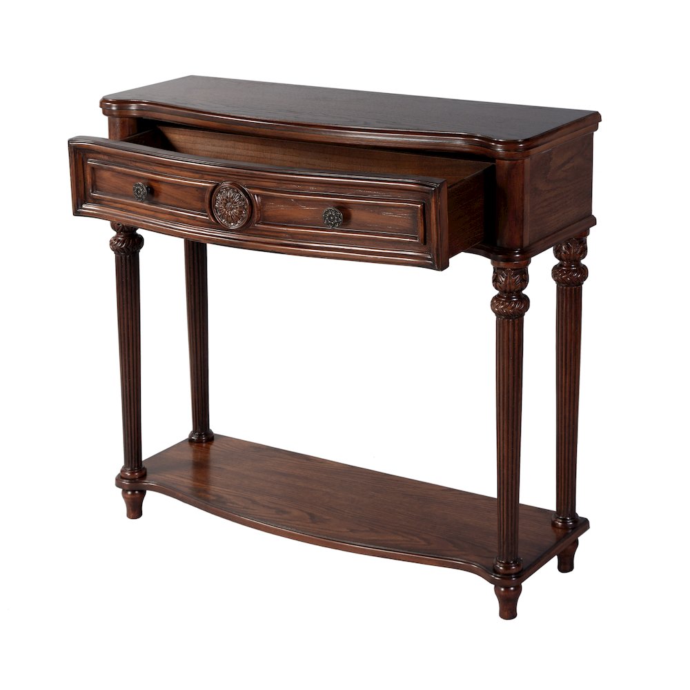 Alexander 37 in. W Wood 1 Drawer Console Table, Brown. Picture 3