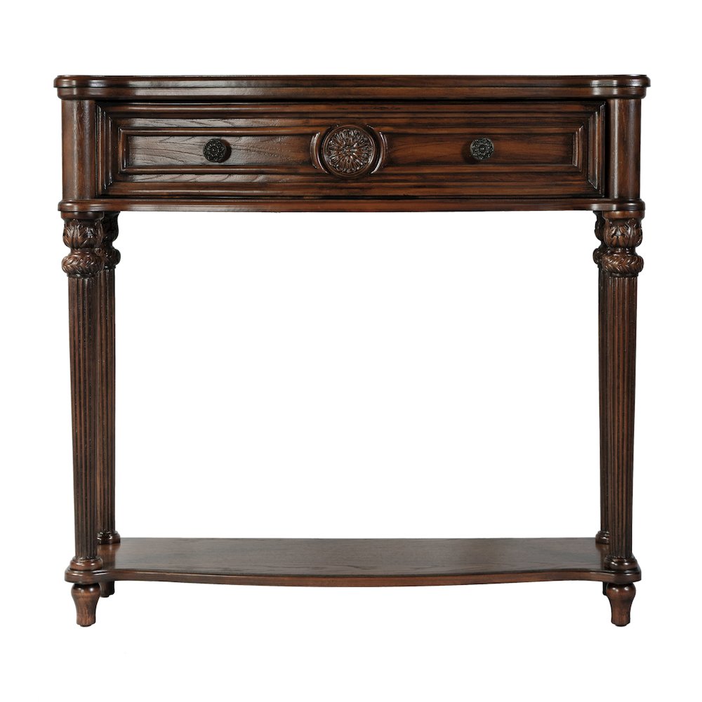 Alexander 37 in. W Wood 1 Drawer Console Table, Brown. Picture 4