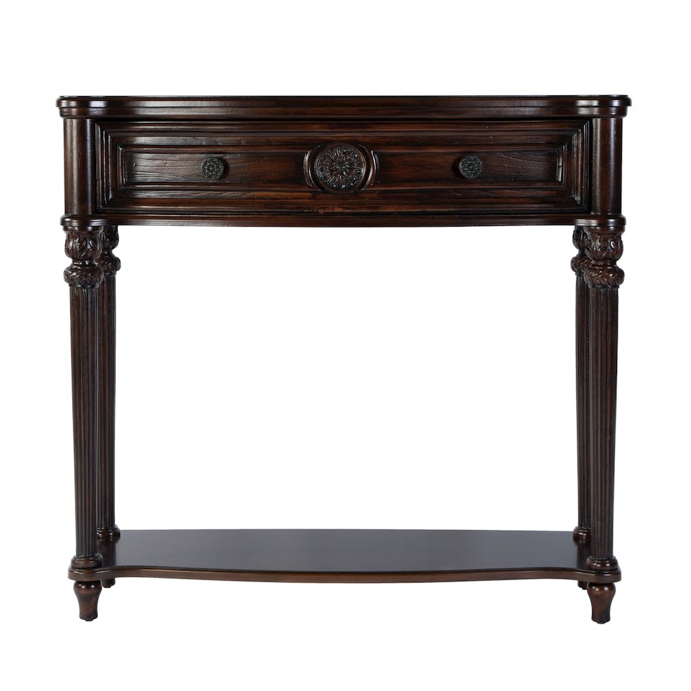 Alexander 37 in. W Wood 1 Drawer Console Table, Dark Brown. Picture 4