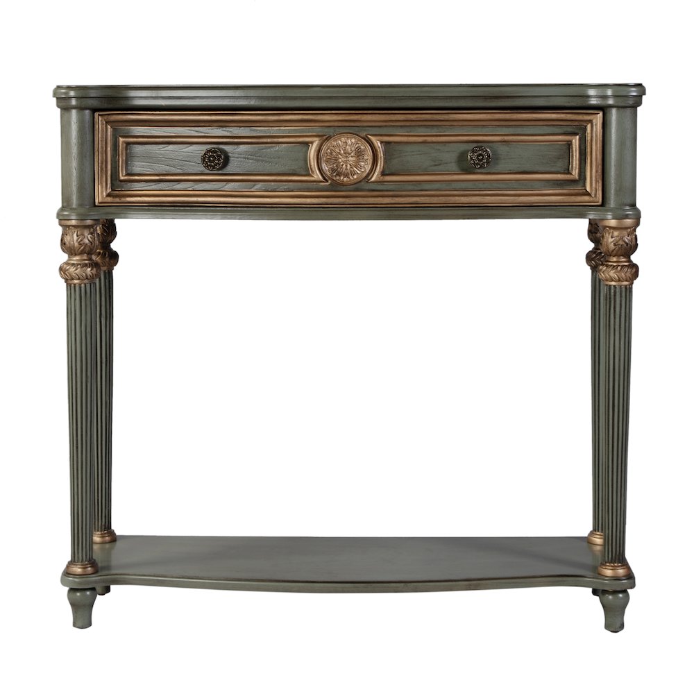 Alexander 37 in. W Wood 1 Drawer Console Table, Green. Picture 4