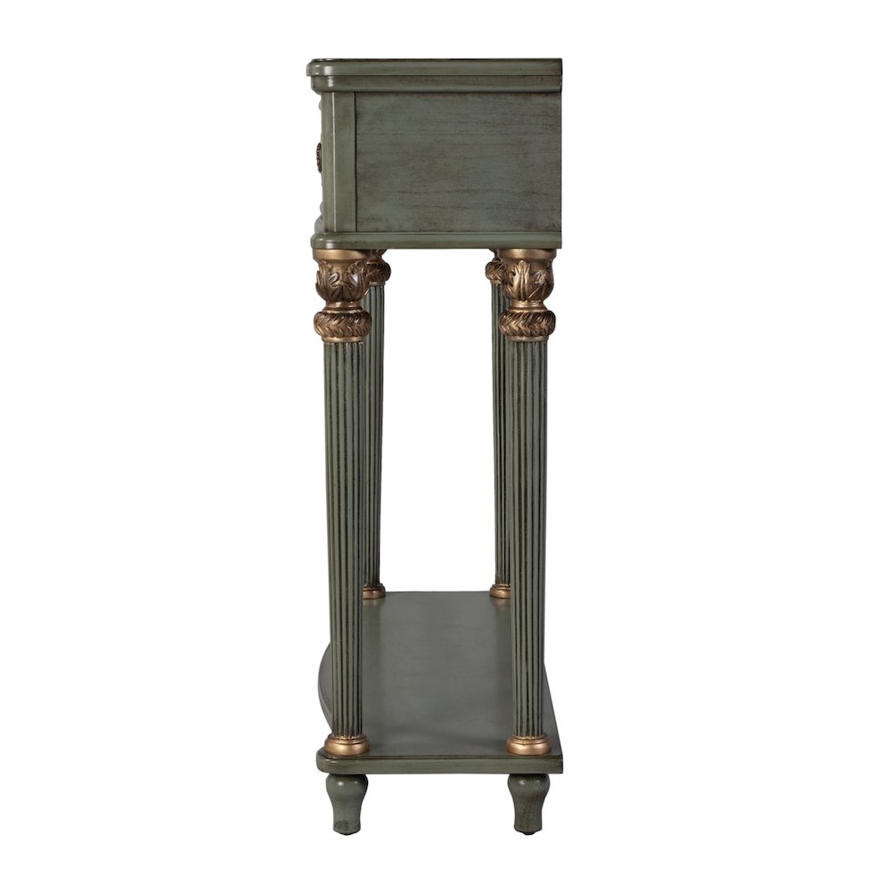 Alexander 37 in. W Wood 1 Drawer Console Table, Green. Picture 5