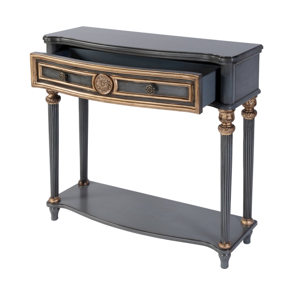 Alexander 37 in. W Wood 1 Drawer Console Table, Blue. Picture 3
