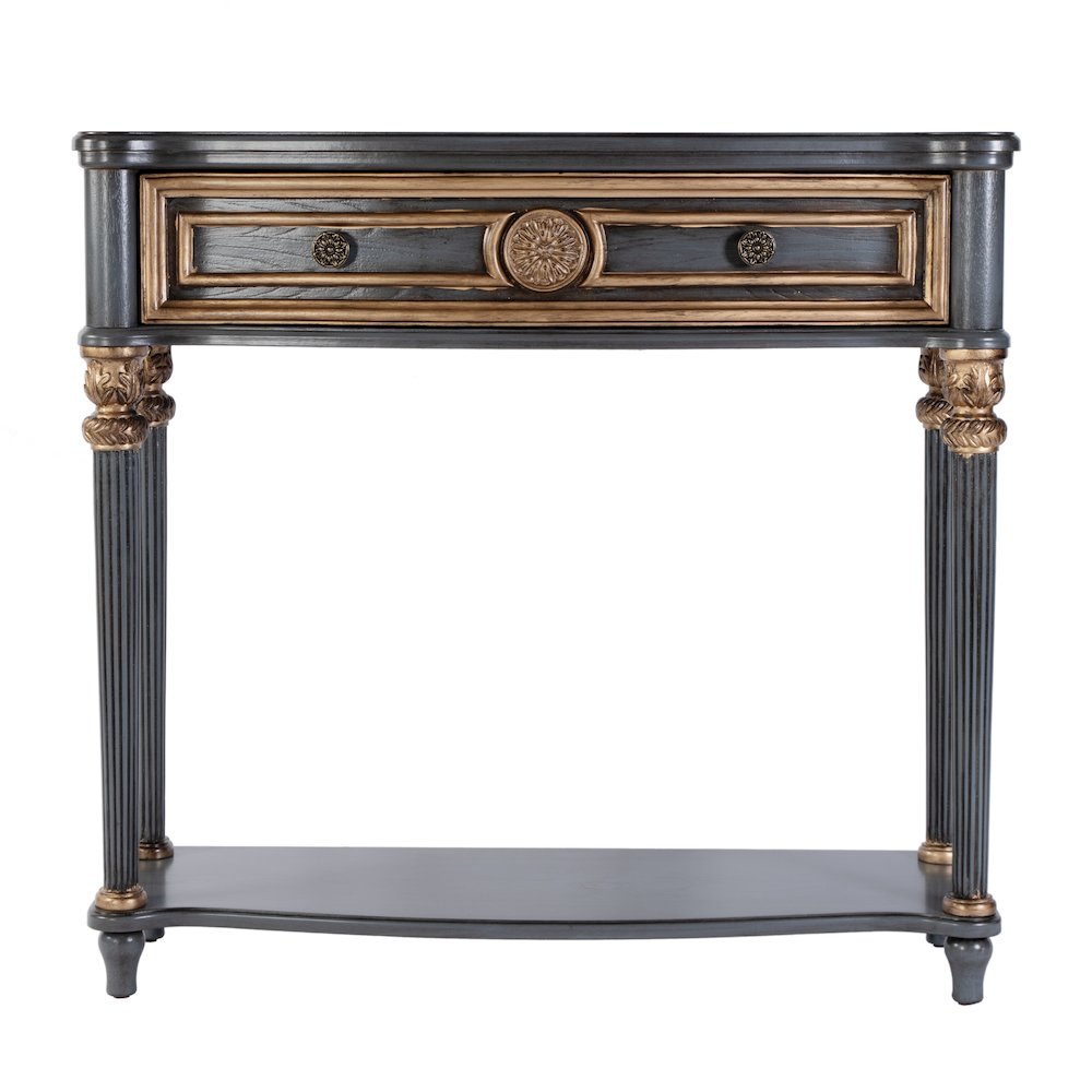 Alexander 37 in. W Wood 1 Drawer Console Table, Blue. Picture 4