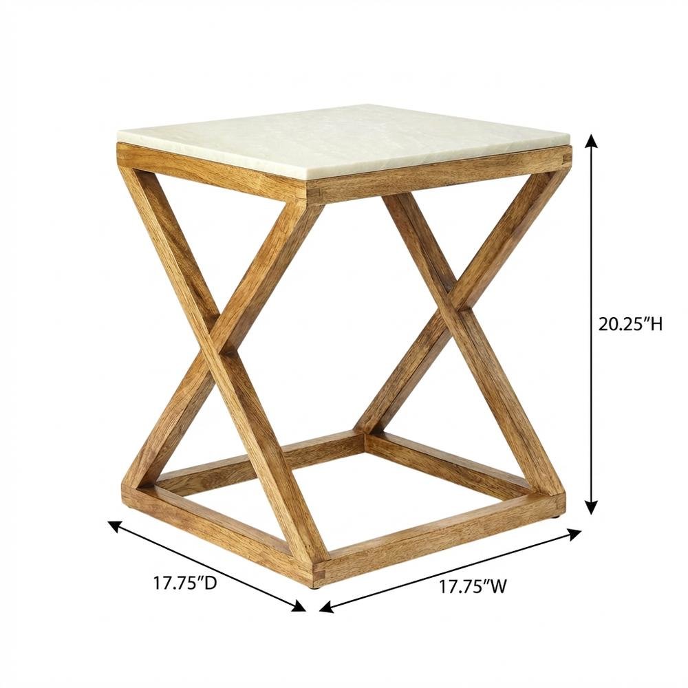 Square End Table with Marble Top, Modern Accent Side Table for Living Room. Picture 4