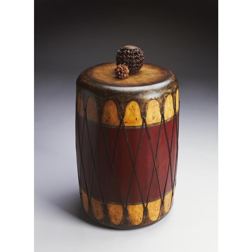 Navajo Leather 18"W Drum Side Table, Multi-Color. Picture 3