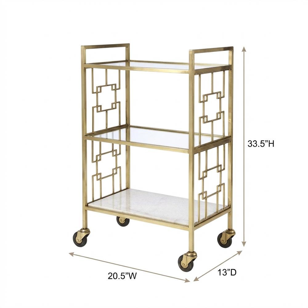 Modern Bar Cart with Distressed Finish, Contemporary Serving Cart for Home Bar. Picture 4