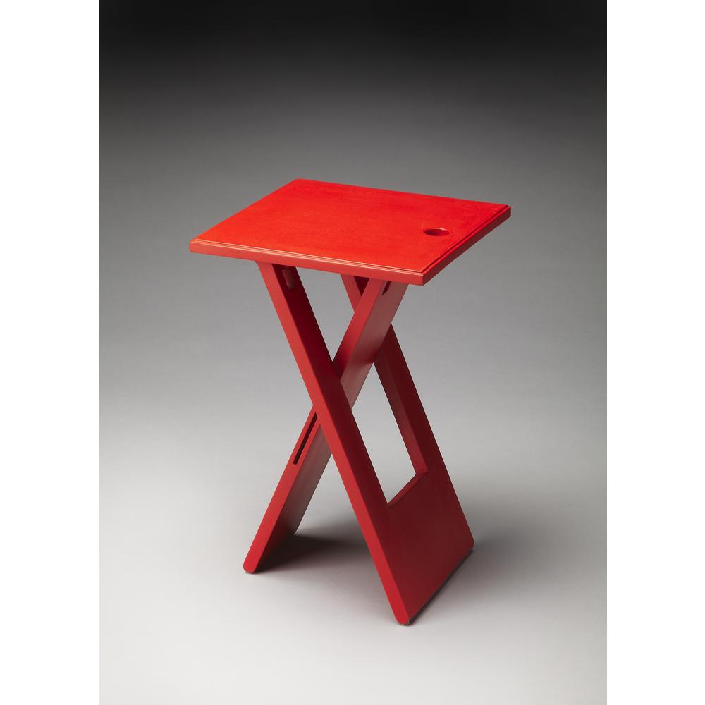 Hammond Folding Side Table, Red. Picture 3
