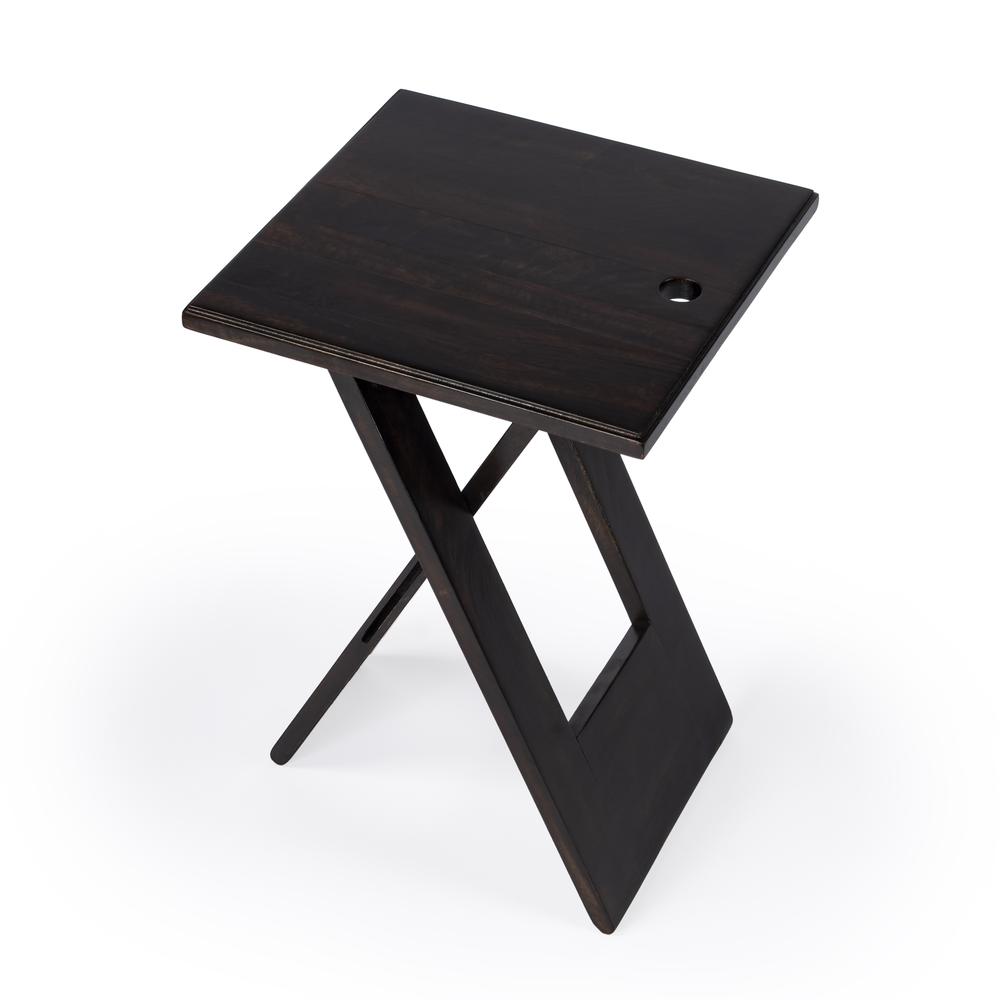 Hammond Folding Side Table, Dark Brown. Picture 1