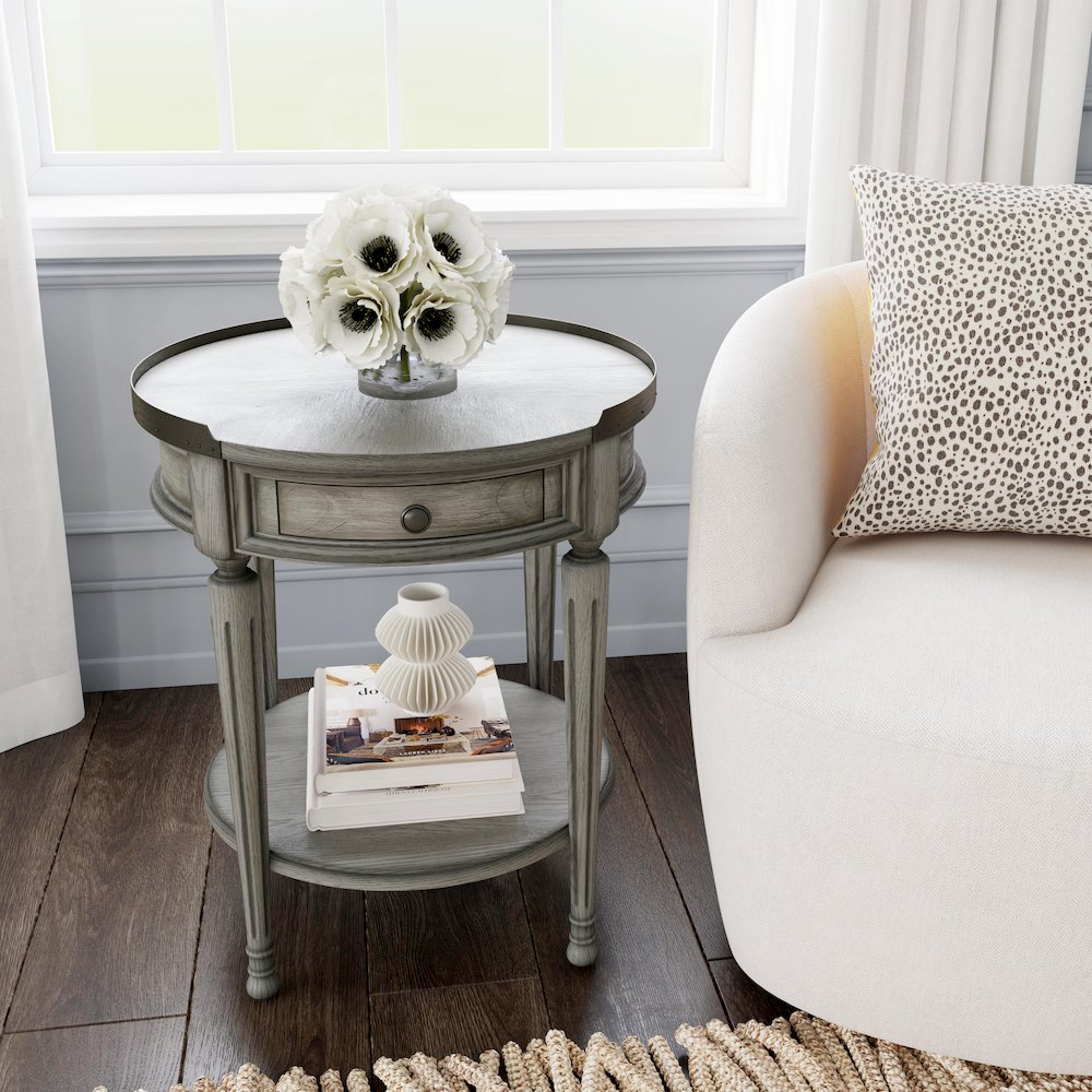 Sampson Side Table with Storage, Gray. Picture 8