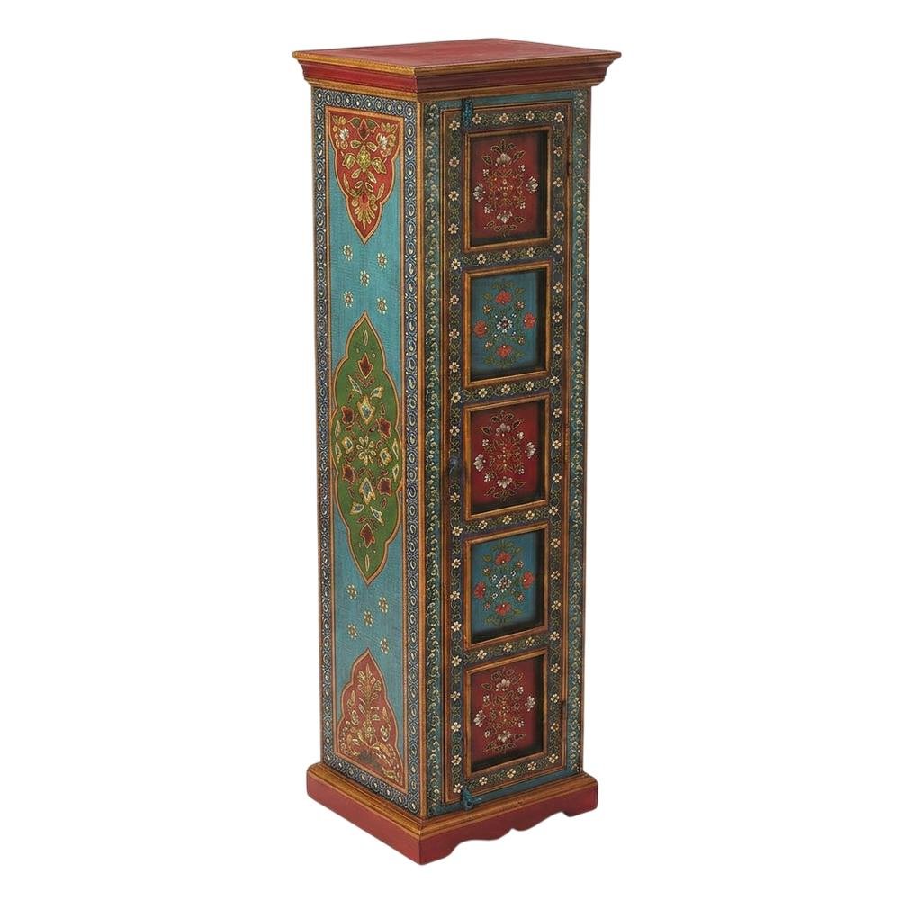 Hand Painted Tall Storage Cabinet, Boho Eclectic Accent Cabinet for Living Room. Picture 5