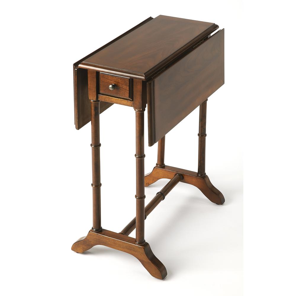 Darrow Drop-Leaf Side Table, Medium Brown. Picture 1