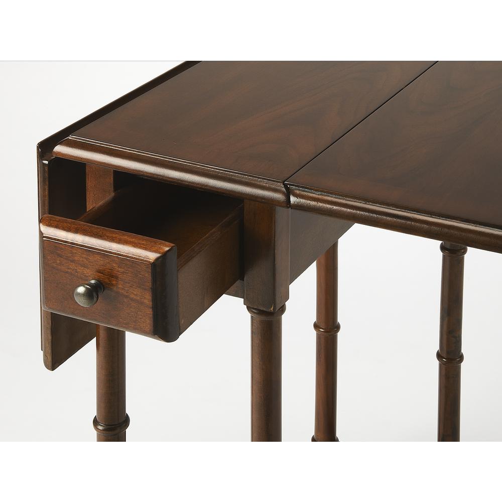 Darrow Drop-Leaf Side Table, Medium Brown. Picture 2