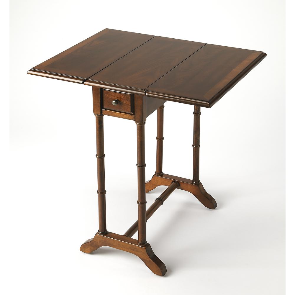 Darrow Drop-Leaf Side Table, Medium Brown. Picture 3