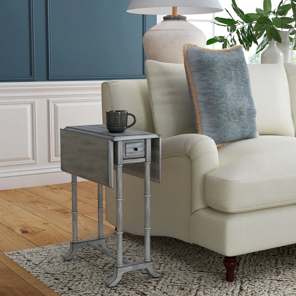 Darrow Drop-Leaf Side Table, Gray. Picture 2
