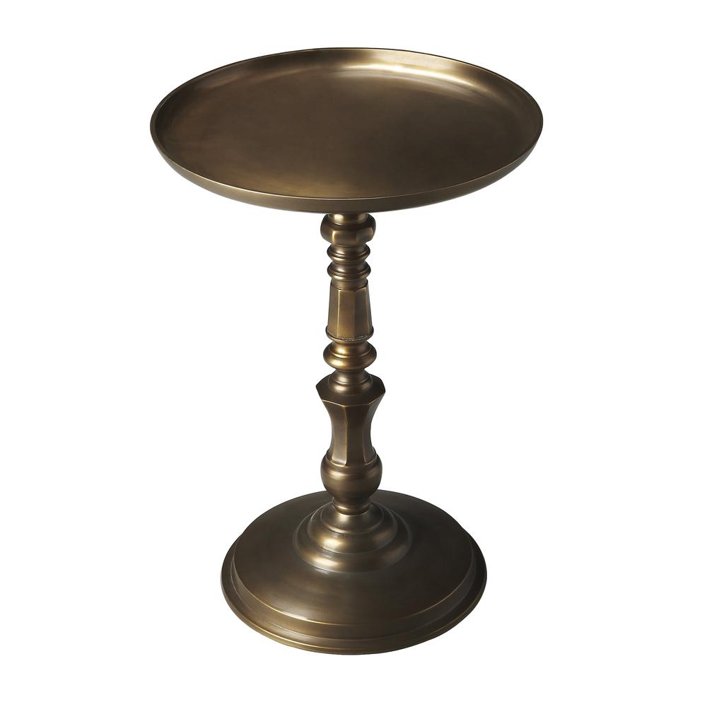 Orleans Round Metal 16"W Side Table, Bronze. Picture 1