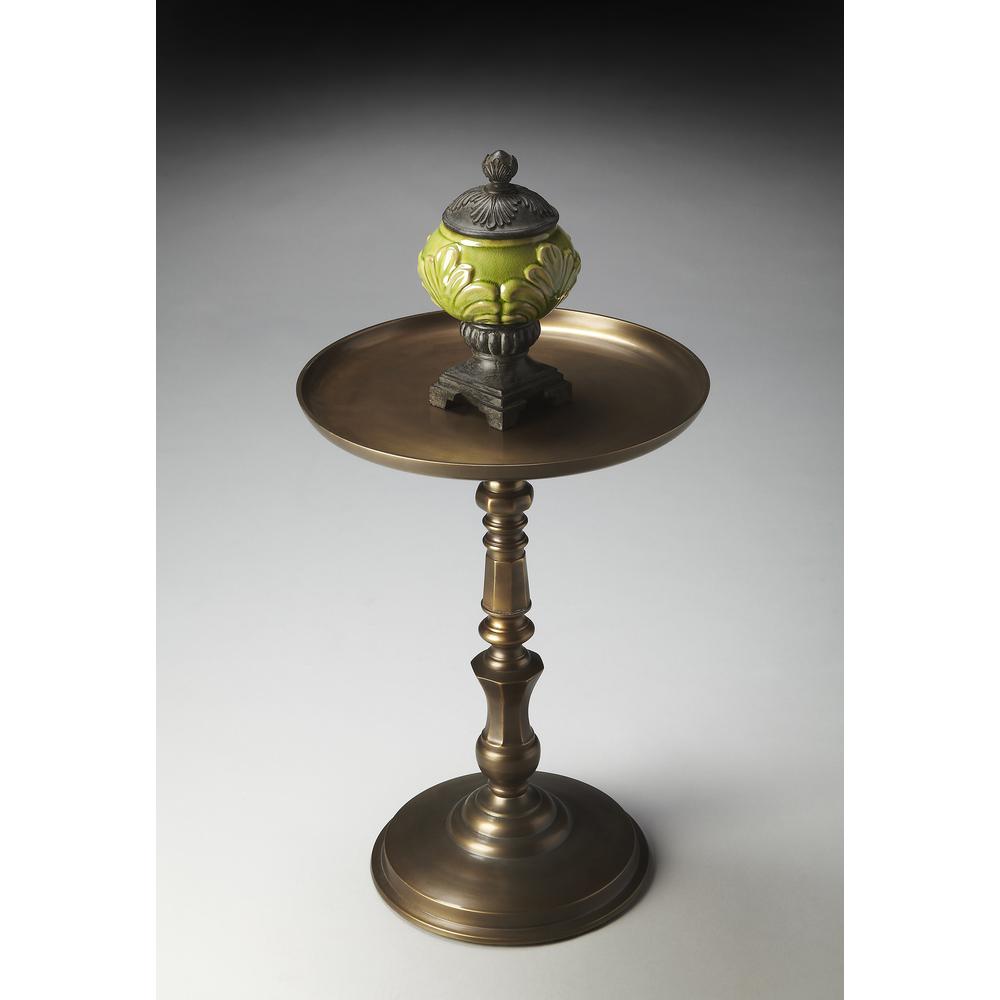 Orleans Round Metal 16"W Side Table, Bronze. Picture 2